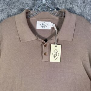 Alex Crane Polo Shirt Mens XL Beige Long Sleeve Bennet Sub Office Casual NWT